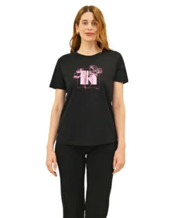 KEY UP - T-SHIRT MEZZA MANICA DONNA NERA - 5S882/0002