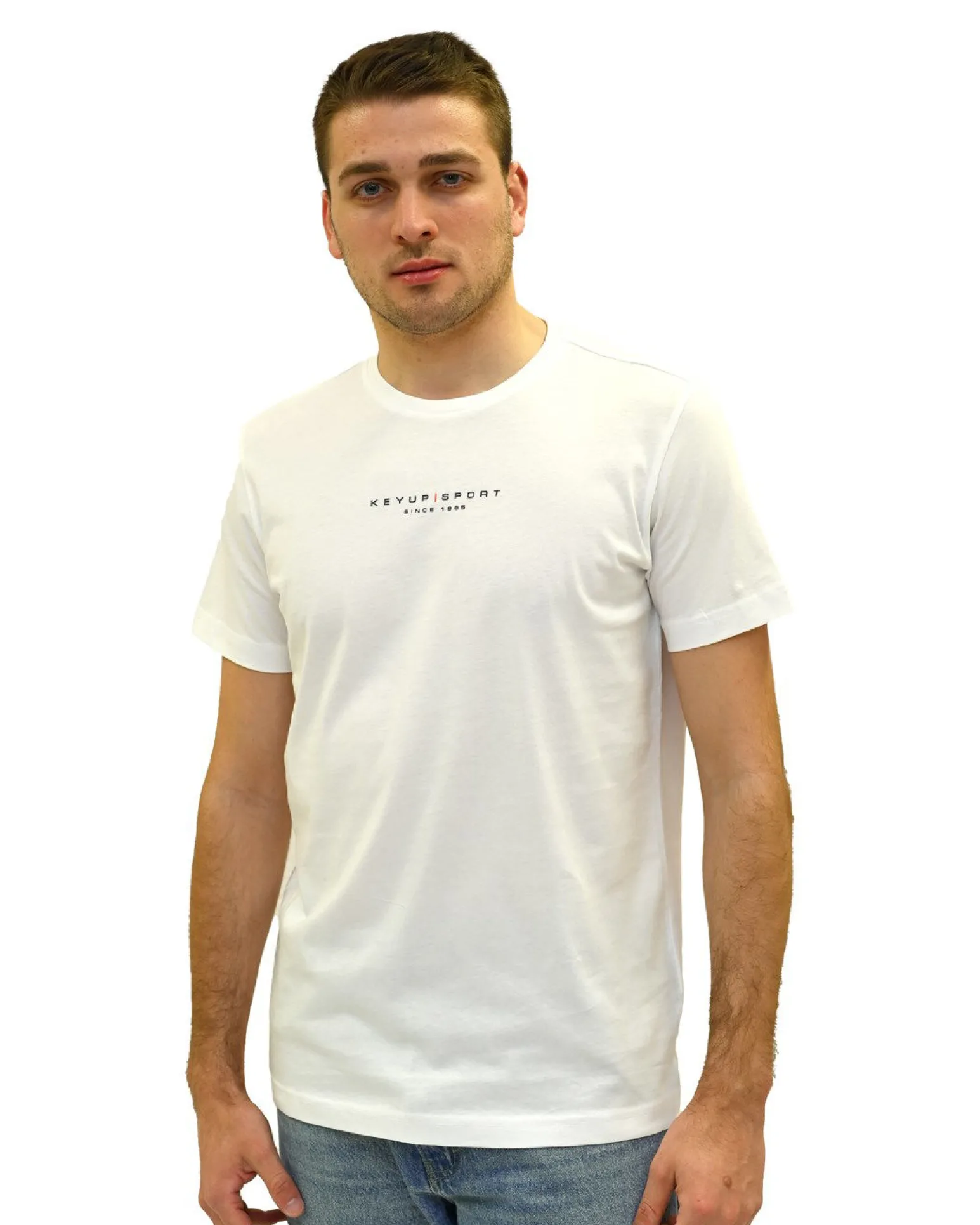 KEY UP - T-SHIRT MEZZA MANICA UOMO BIANCA - 2S571/0001