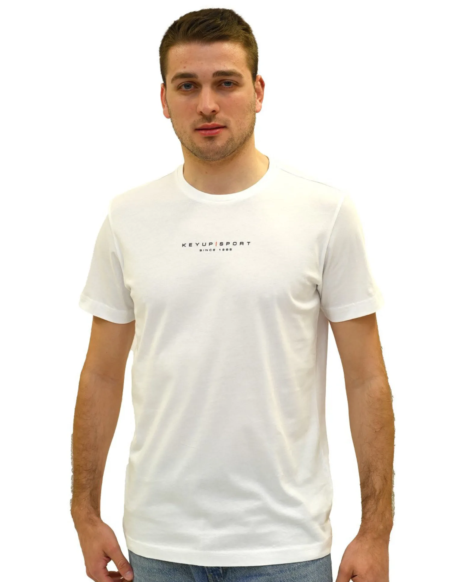 KEY UP - T-SHIRT MEZZA MANICA UOMO BIANCA - 2S571/0001