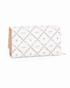LANCETTI - Portafoglio bianco loggato con patta
