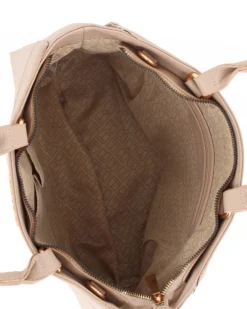 LAURA BIAGIOTTI - Borsa a due manici naturale con logo frontale, tracolla removibile