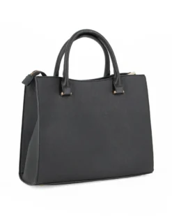 LAURA BIAGIOTTI - Borsa a due manici nera con  tasca frontale con patta, tracolla removibile