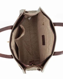 LAURA BIAGIOTTI - Borsa a due manici logata testa moro con dettaglio girello sul davanti, tracolla removibile