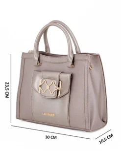 LAURA BIAGIOTTI - Borsa a due manici metal con  tasca frontale con patta, tracolla removibile