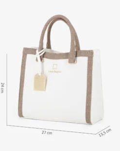 LAURA BIAGIOTTI - Borsa a mano bianca con ciondolo metallico loggato, tracolla removibile
