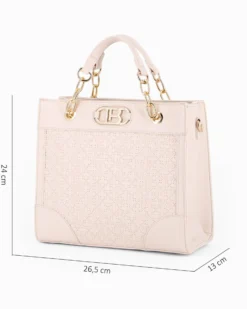 LAURA BIAGIOTTI - Borsa a mano nera con parte frontale loggata, tracolla removibile
