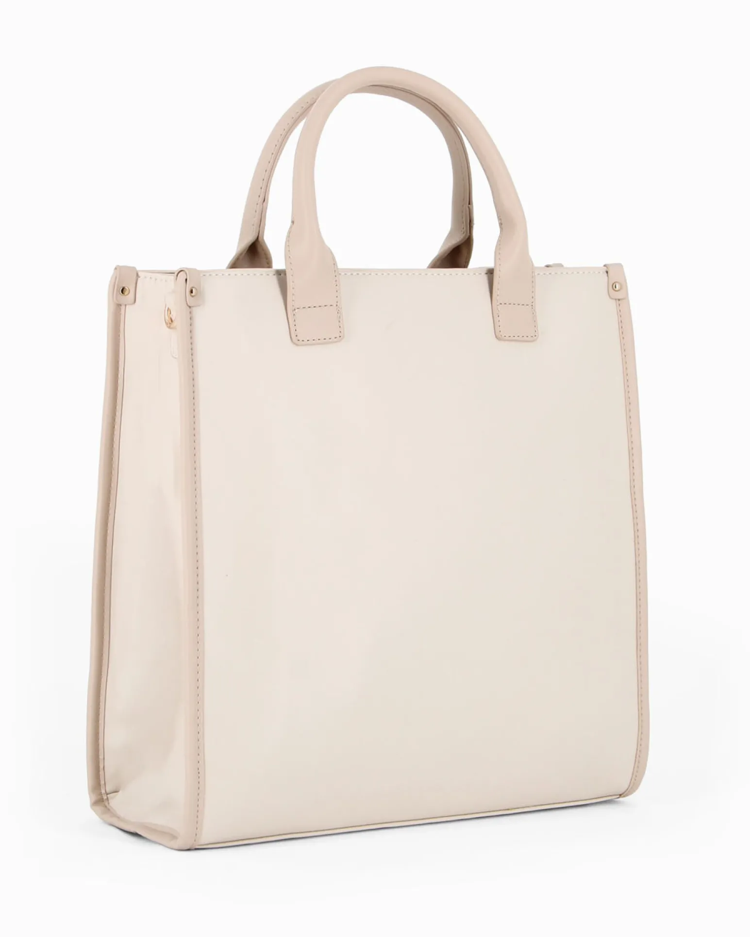 LAURA BIAGIOTTI - Borsa a mano naturale con dettaglio catenina sulla tasca frontale, tracolla removibile