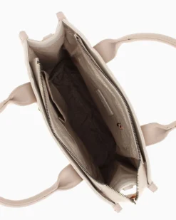 LAURA BIAGIOTTI - Borsa a mano naturale con dettaglio catenina sulla tasca frontale, tracolla removibile