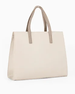 LAURA BIAGIOTTI - Borsa due manici naturale con ciondolo removibile e dettaglio cinturino con girello, tracolla removibile