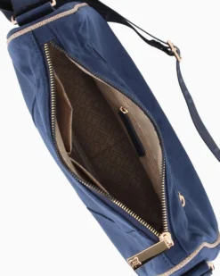LAURA BIAGIOTTI - Borsa sacca blu scamosciata con tasca posteriore