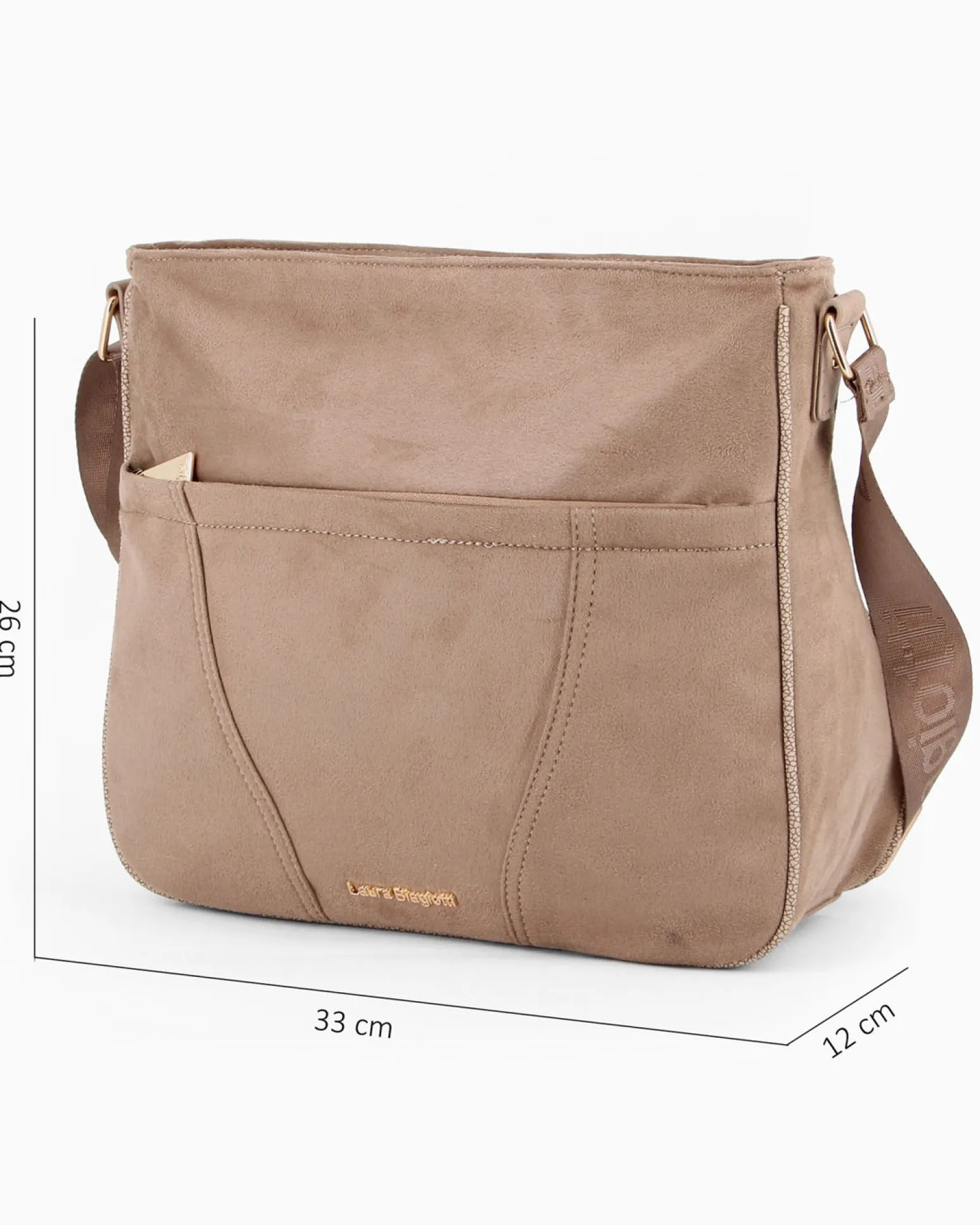 LAURA BIAGIOTTI - Borsa sacca terra scamosciata con tasca frontale e posteriore
