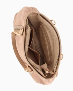 LAURA BIAGIOTTI - Borsa shopping terra scamosciata con due tasche frontali