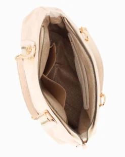 LAURA BIAGIOTTI - Borsa shopping naturale scamosciata con due tasche frontali