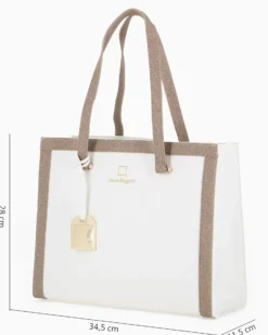 LAURA BIAGIOTTI - Borsa shopping beige loggata