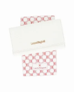 LAURA BIAGIOTTI - Portafoglio bianco loggato con patta