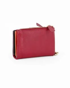 LAURA BIAGIOTTI - Portafoglio rosso in VERA PELLE da donna con pattina e polsiera removibile