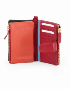 LAURA BIAGIOTTI - Portafoglio rosso in VERA PELLE da donna con pattina e polsiera removibile