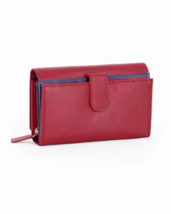 LAURA BIAGIOTTI - Portafoglio rosso in VERA PELLE da donna con patta