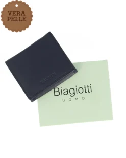 LAURA BIAGIOTTI - Portafoglio blu da uomo in VERA PELLE