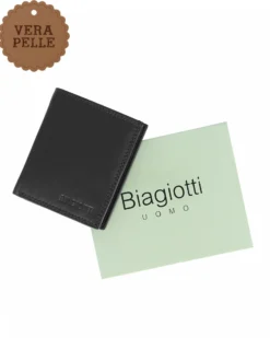LAURA BIAGIOTTI - Portafoglio nero da uomo in VERA PELLE