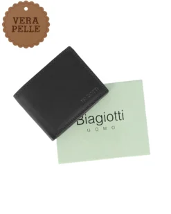 LAURA BIAGIOTTI - Portafoglio nero da uomo in VERA PELLE