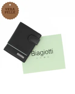 LAURA BIAGIOTTI - Portafoglio blu da uomo in VERA PELLE