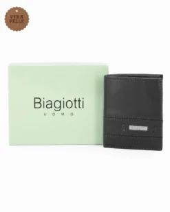 LAURA BIAGIOTTI - Portafoglio nero da uomo in VERA PELLE