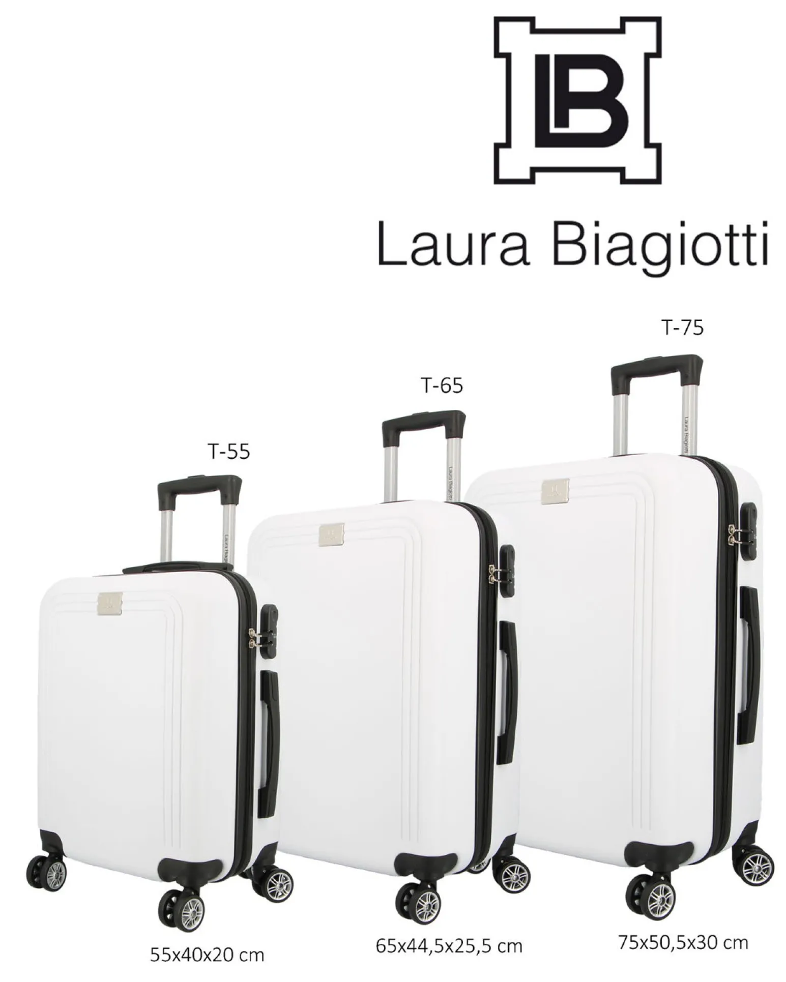 LAURA BIAGIOTTI - TROLLEY BIANCO IN ABS 4 RUOTE