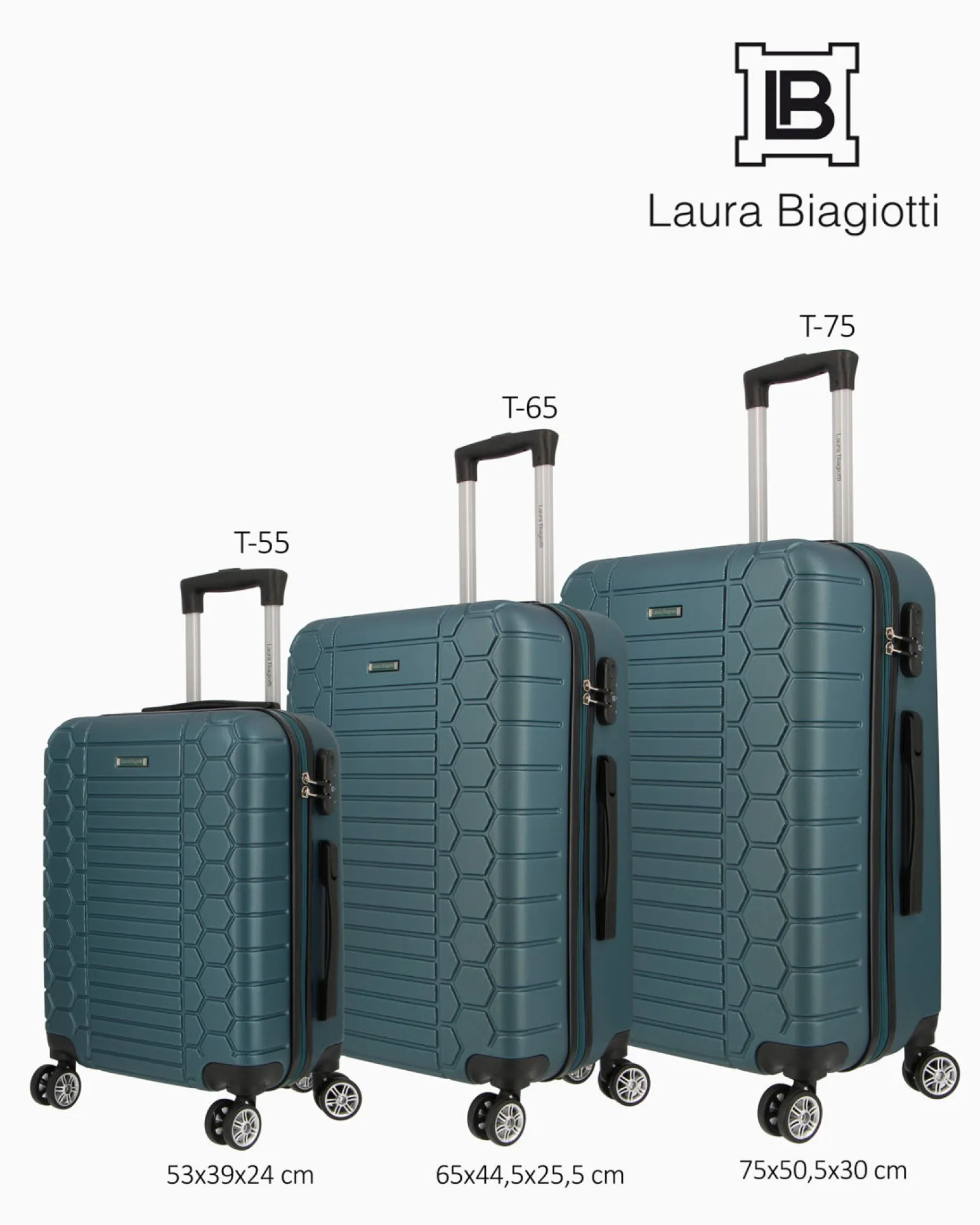 LAURA BIAGIOTTI - TROLLEY PETROLIO IN ABS E 4 RUOTE DOPPIE CON STAMPA TARTARUGATA