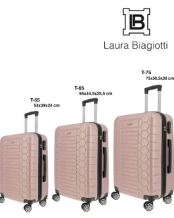 LAURA BIAGIOTTI - TROLLEY ROSA CHIARO IN ABS E 4 RUOTE DOPPIE CON STAMPA TARTARUGATA