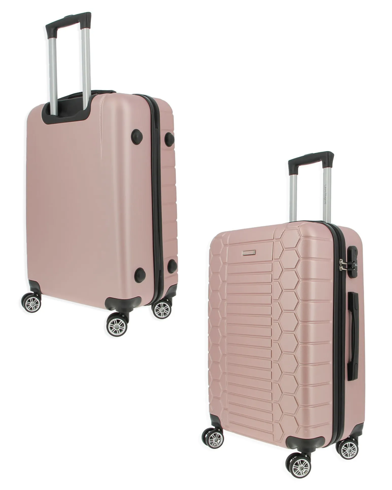 LAURA BIAGIOTTI - TROLLEY ROSA CHIARO IN ABS E 4 RUOTE DOPPIE CON STAMPA TARTARUGATA