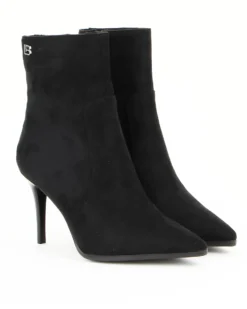 LAURA BIAGIOTTI - Tronchetto nero a calza con dettagli oro e zip laterale, tacco 8cm