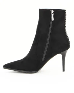 LAURA BIAGIOTTI - Tronchetto nero a calza con dettagli oro e zip laterale, tacco 8cm