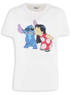 LILO&STITCH - Tshirt bianca da donna con stampa Lilo&Stitch - JL052545