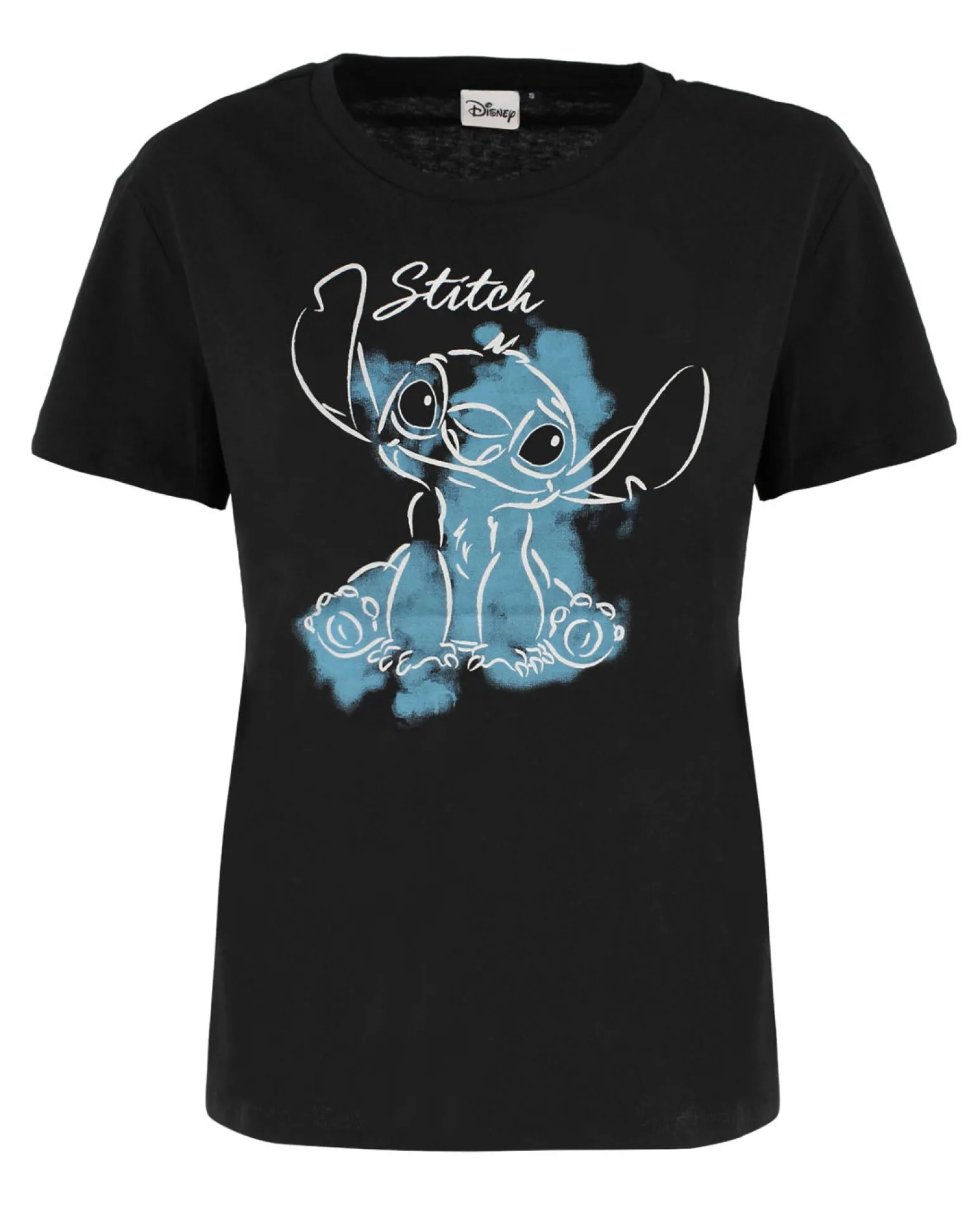 LILO&STITCH - Tshirt nera da donna con stampa Stitch - JL052543