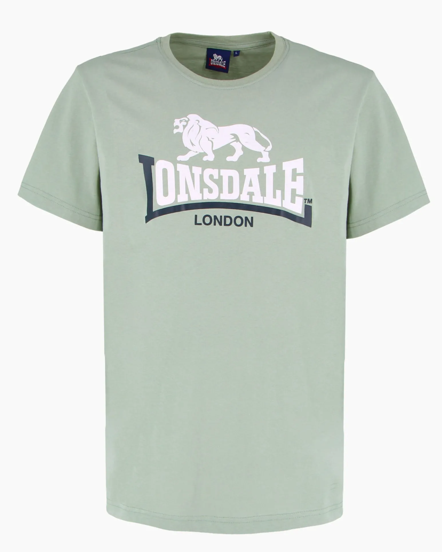 LONSDALE - Tshirt manica corta verde salvia con logo in cotone
