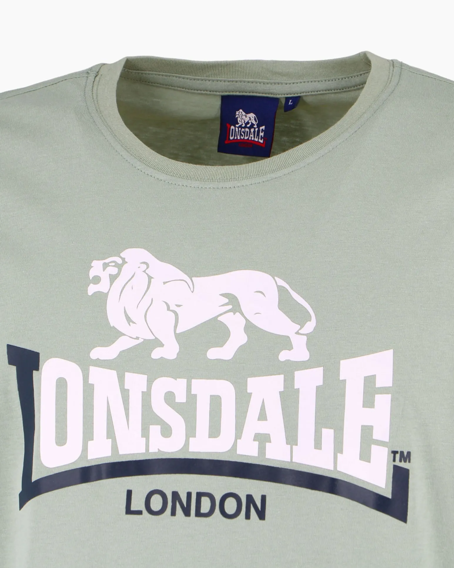 LONSDALE - Tshirt manica corta verde salvia con logo in cotone