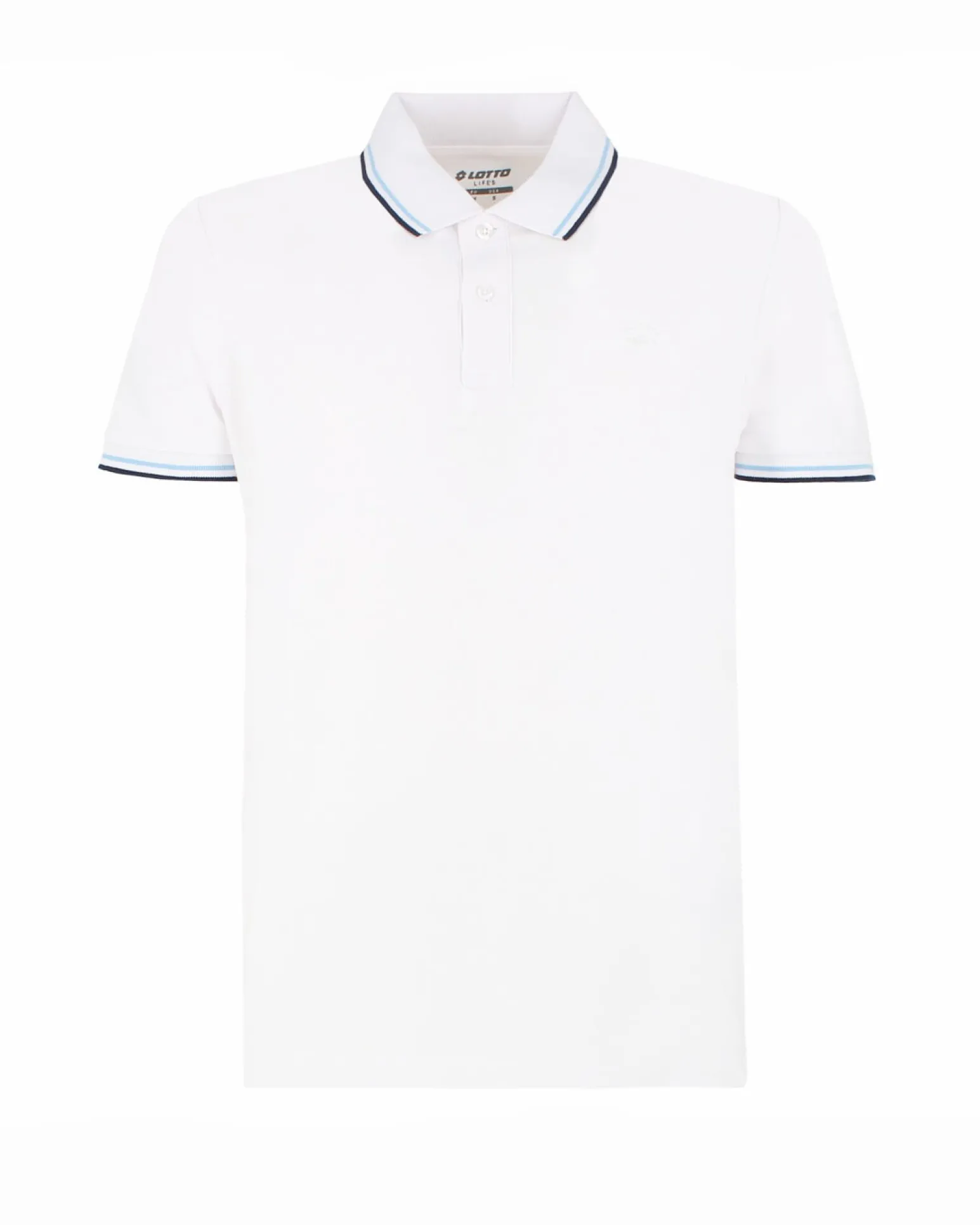 LOTTO - POLO MEZZA MANICA UOMO BIANCA CON RIGHINO CELESTE E BLU CLASSICA - 219238/BXC