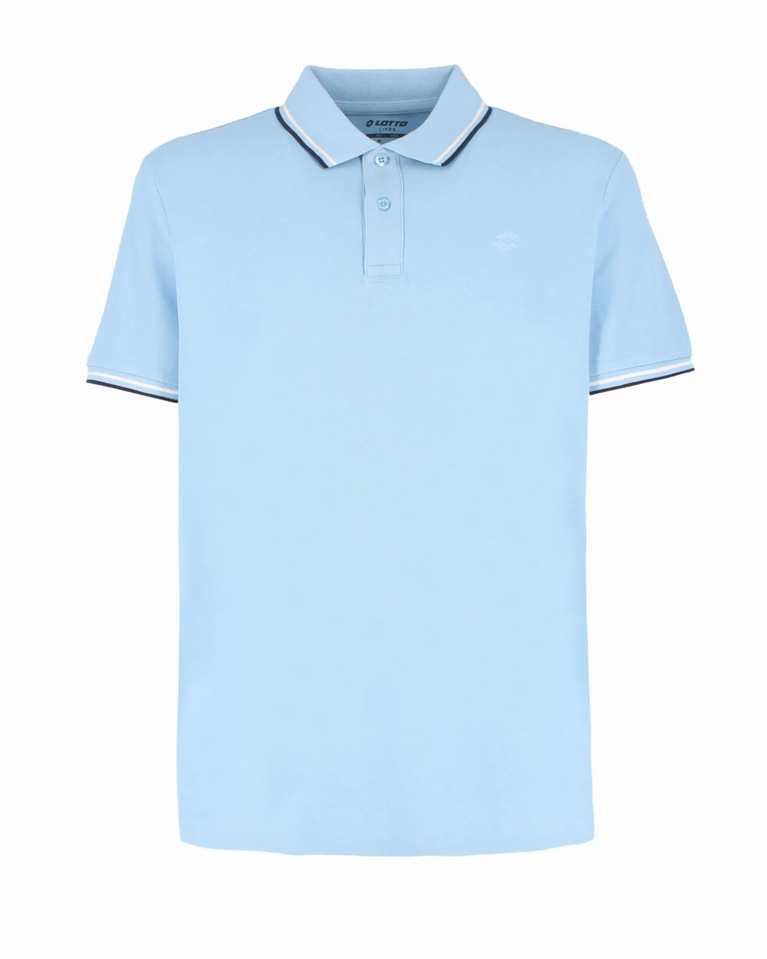 LOTTO - POLO MEZZA MANICA UOMO CELESTE CON RIGHINO BIANCO E BLU CLASSICA - 219238/BXI