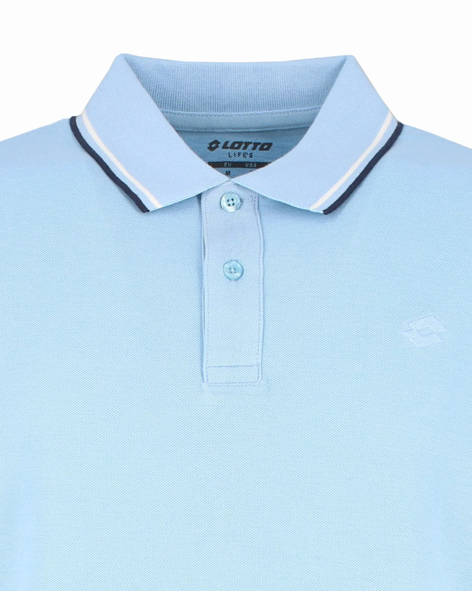 LOTTO - POLO MEZZA MANICA UOMO CELESTE CON RIGHINO BIANCO E BLU CLASSICA - 219238/BXI