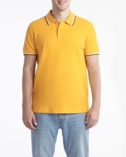 LOTTO - POLO MEZZA MANICA UOMO GIALLA CON RIGHINO BIANCO E BLU CLASSICA  - 219238/1SX
