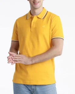 LOTTO - POLO MEZZA MANICA UOMO GIALLA CON RIGHINO BIANCO E BLU CLASSICA  - 219238/1SX