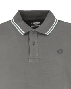 LOTTO - POLO MEZZA MANICA UOMO GRIGIA CON RIGHINO CELESTE E BIANCA CLASSICA  - 219238/D7A