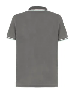 LOTTO - POLO MEZZA MANICA UOMO GRIGIA CON RIGHINO CELESTE E BIANCA CLASSICA  - 219238/D7A
