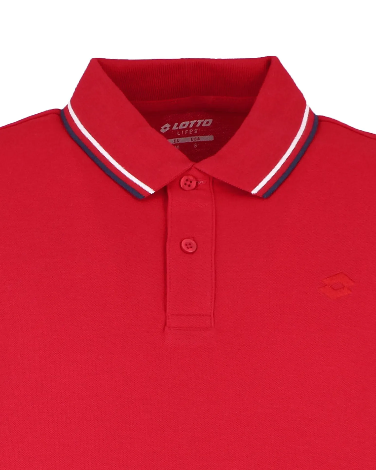 LOTTO - POLO MEZZA MANICA UOMO ROSSA CON RIGHINO BLU E BIANCA CLASSICA - 219238/1TD