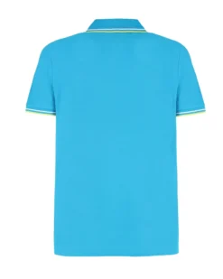 LOTTO - POLO MEZZA MANICA UOMO TURCHESE  CON RIGHINO BIANCO E GIALLO CLASSICA  - 219238/1S