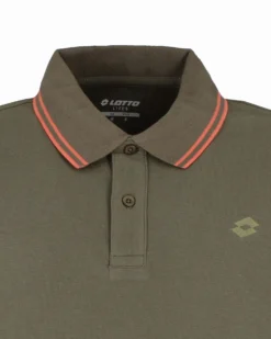 LOTTO - POLO MEZZA MANICA UOMO VERDE OLIVA CON RIGHINO ARANCIONECLASSICA  - 219238/BXR