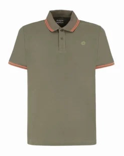 LOTTO - POLO MEZZA MANICA UOMO VERDE OLIVA CON RIGHINO ARANCIONECLASSICA - 219238/BXR