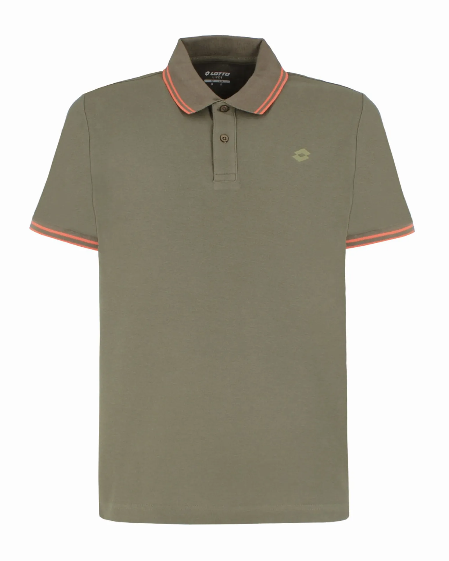LOTTO - POLO MEZZA MANICA UOMO VERDE OLIVA CON RIGHINO ARANCIONECLASSICA - 219238/BXR