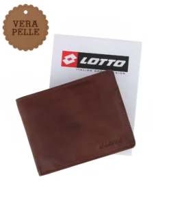 LOTTO - Portafoglio uomo marrone scuro in VERA PELLE